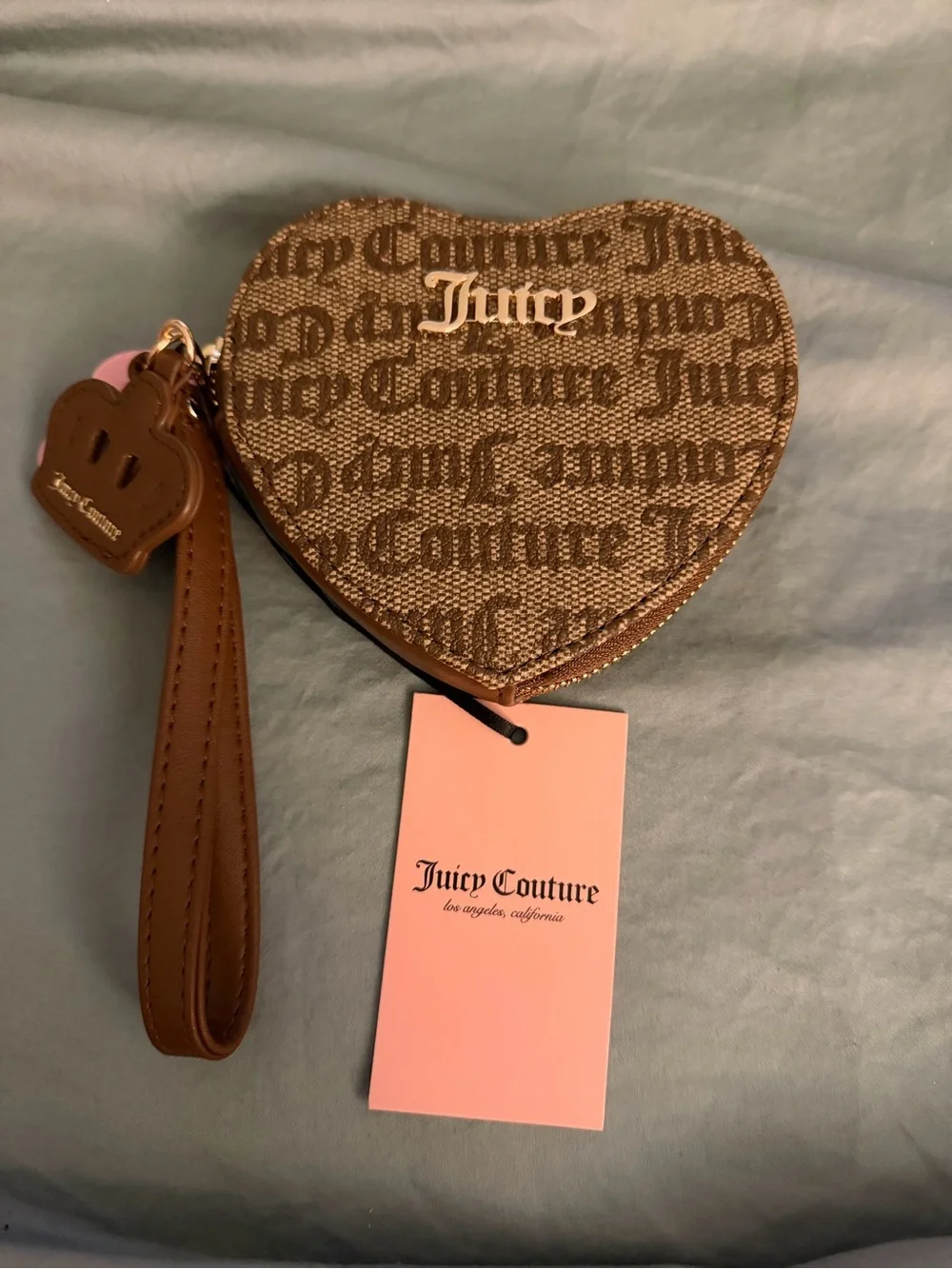 Juicy Couture Brown Heart Wristlet Coin Purse NWT
